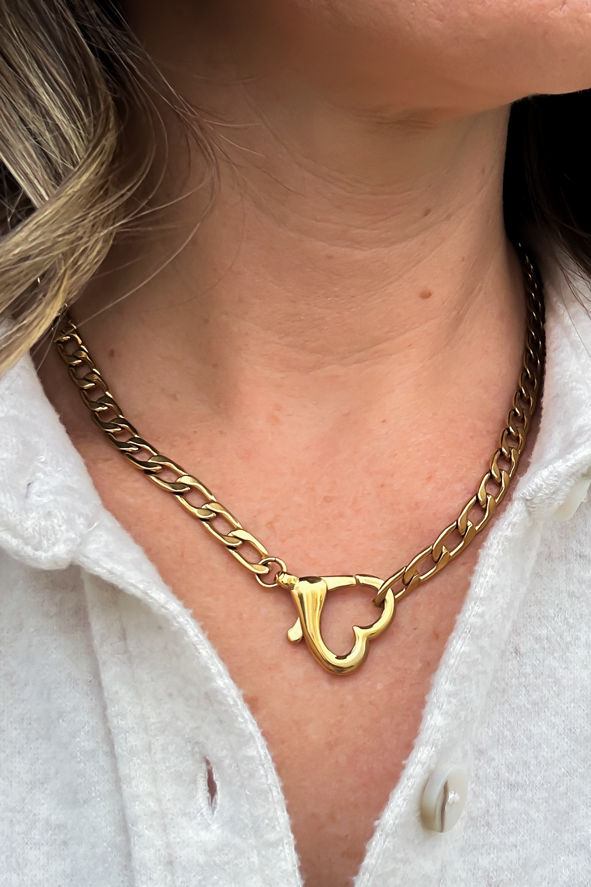 Gold and Silver Heart Clasp Link Necklace | Salted Avenue | Salted