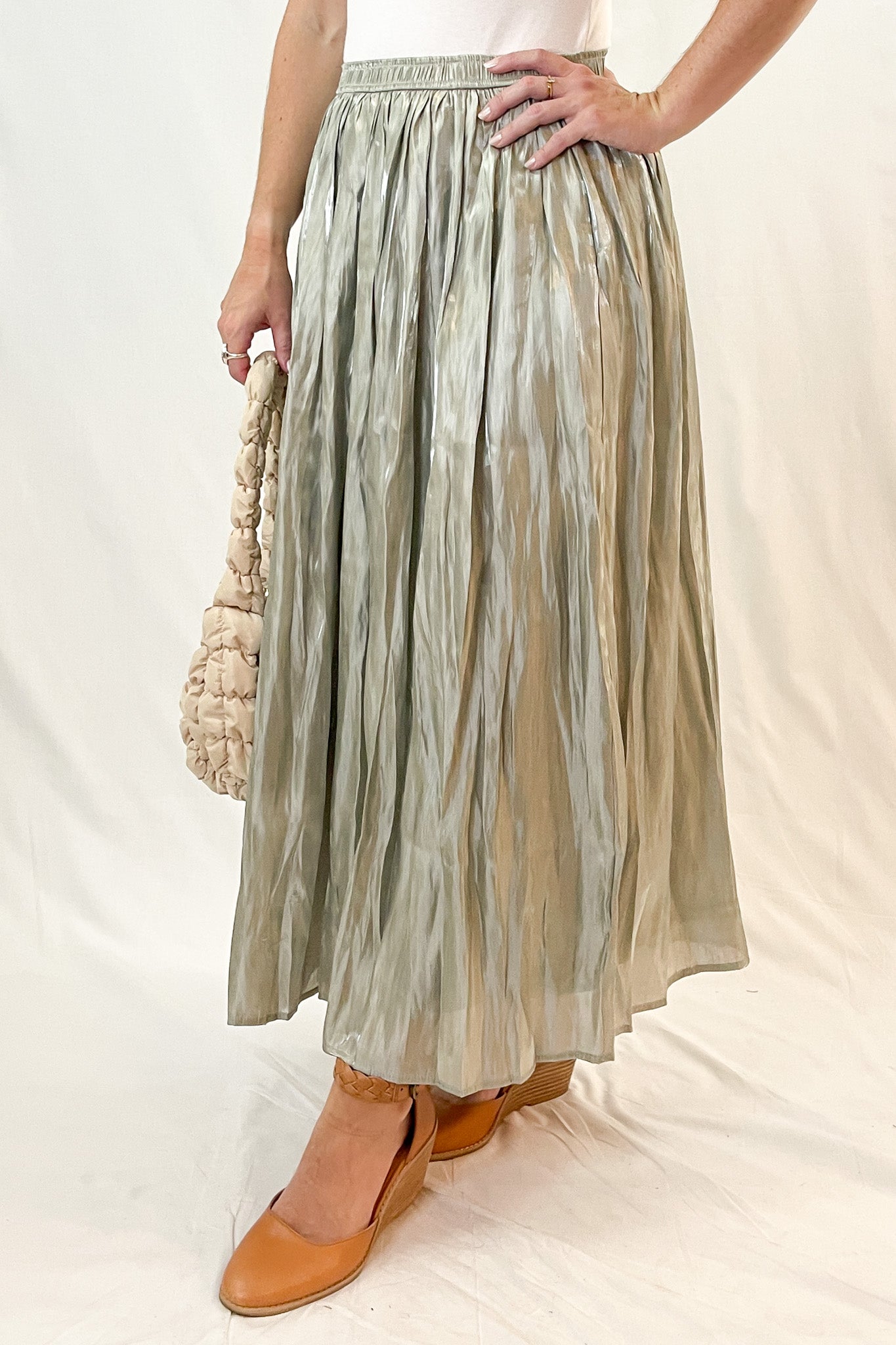 Satin High Waist Midi Skirt | 4 Colors