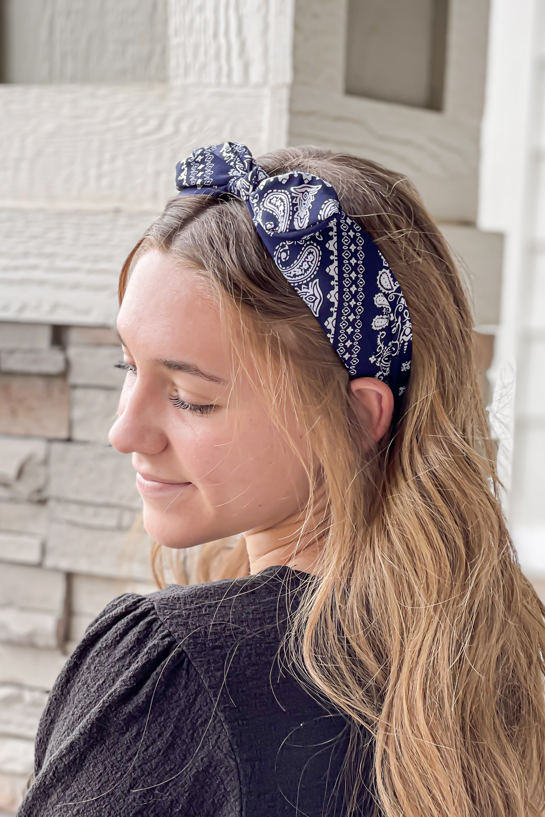 Bandana Headband with Knotted Bow - All Sales Final