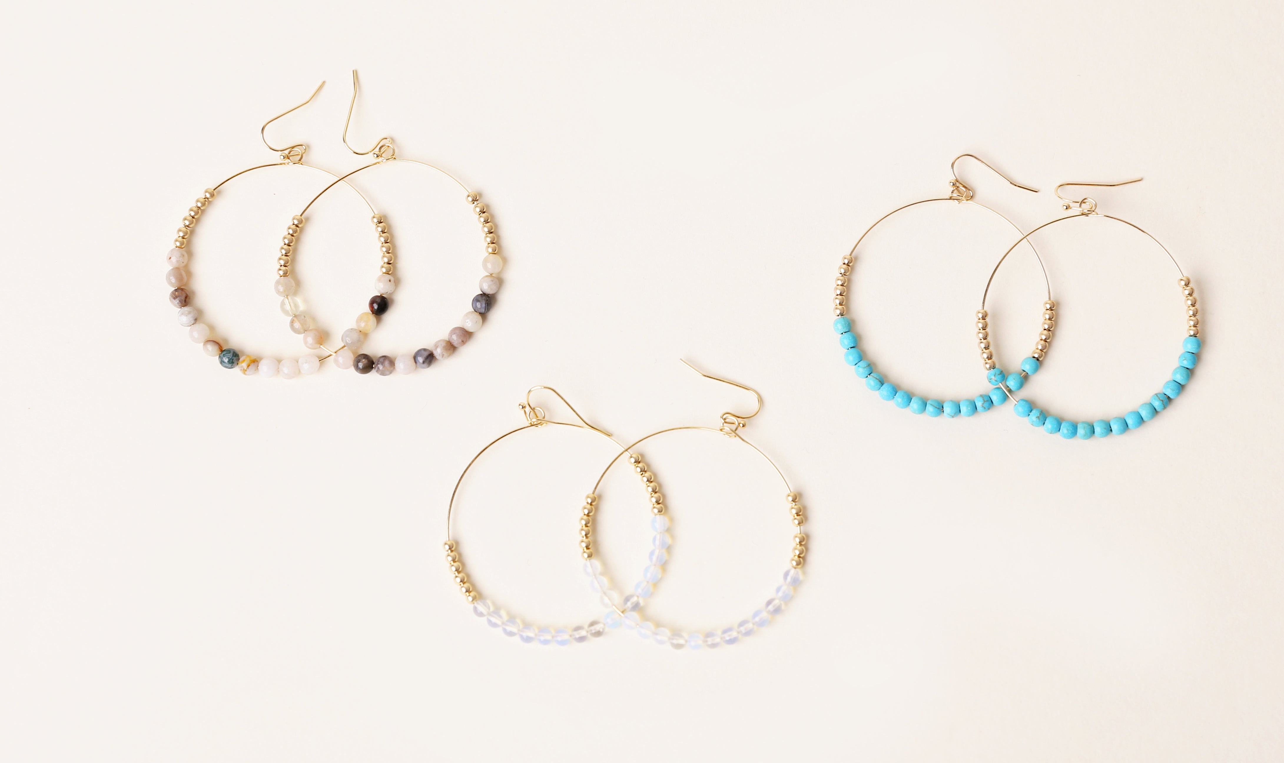 Large Beaded Hoop Earrings