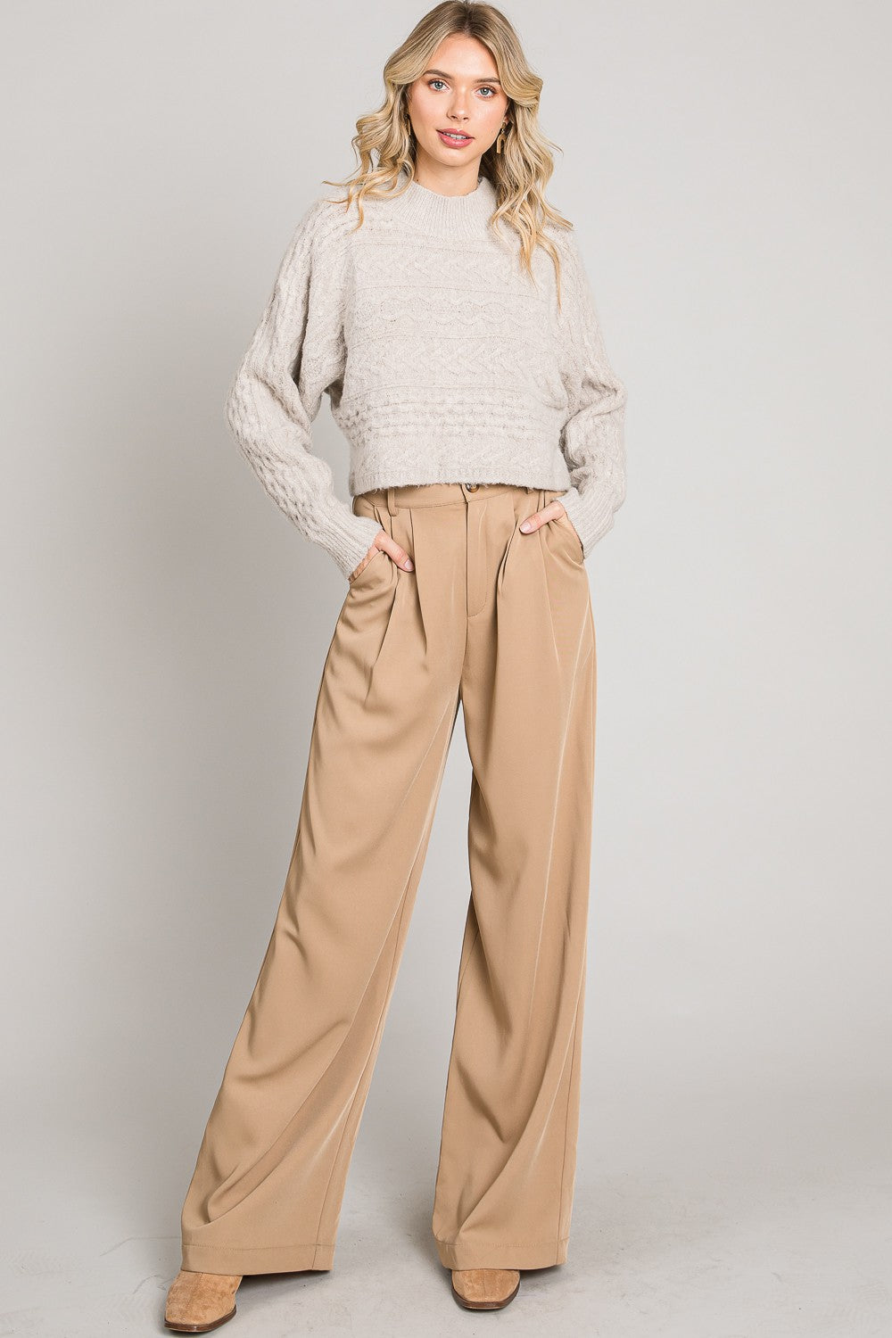 Cable Knit Cropped Sweater | 3 colors