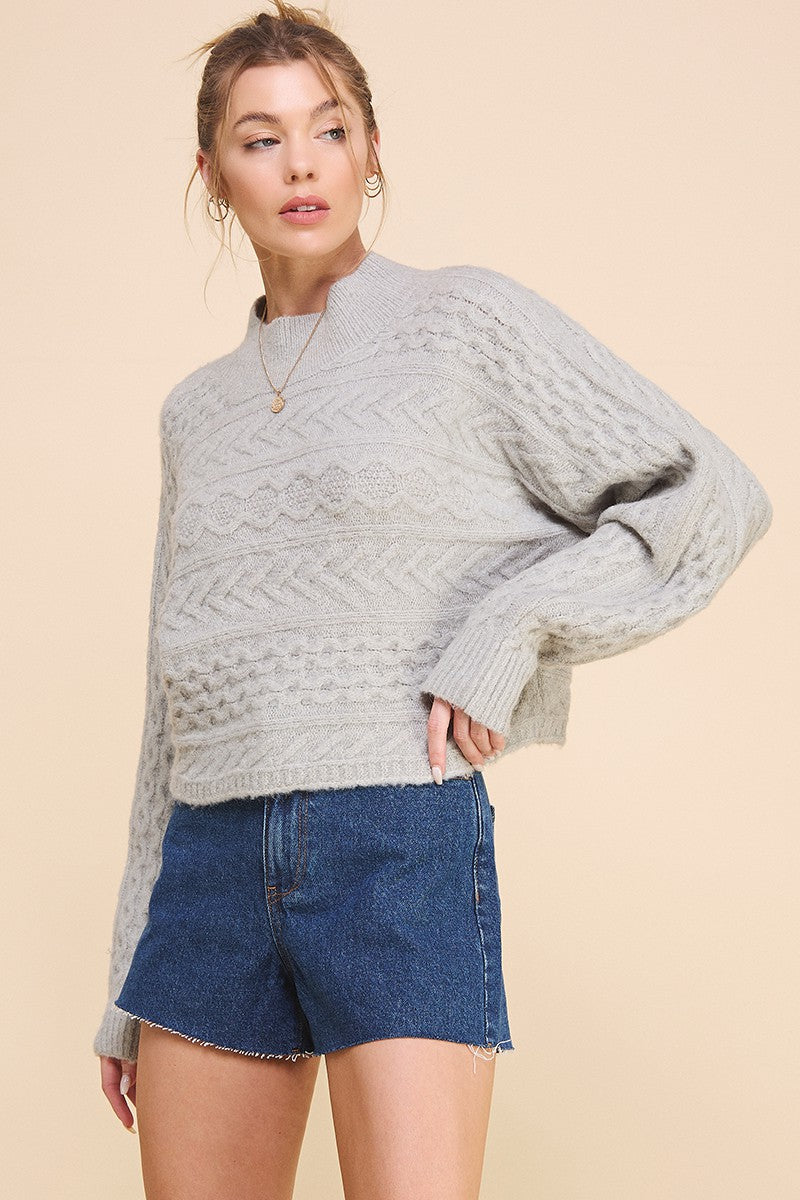 Cable Knit Cropped Sweater | 3 colors - All Sales Final