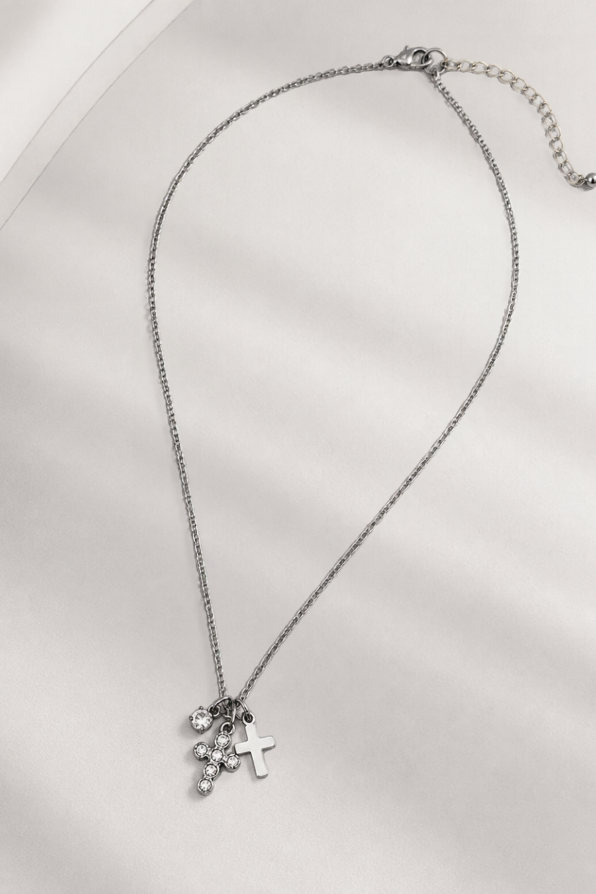 Layered Cross Necklace - Gold and Silver