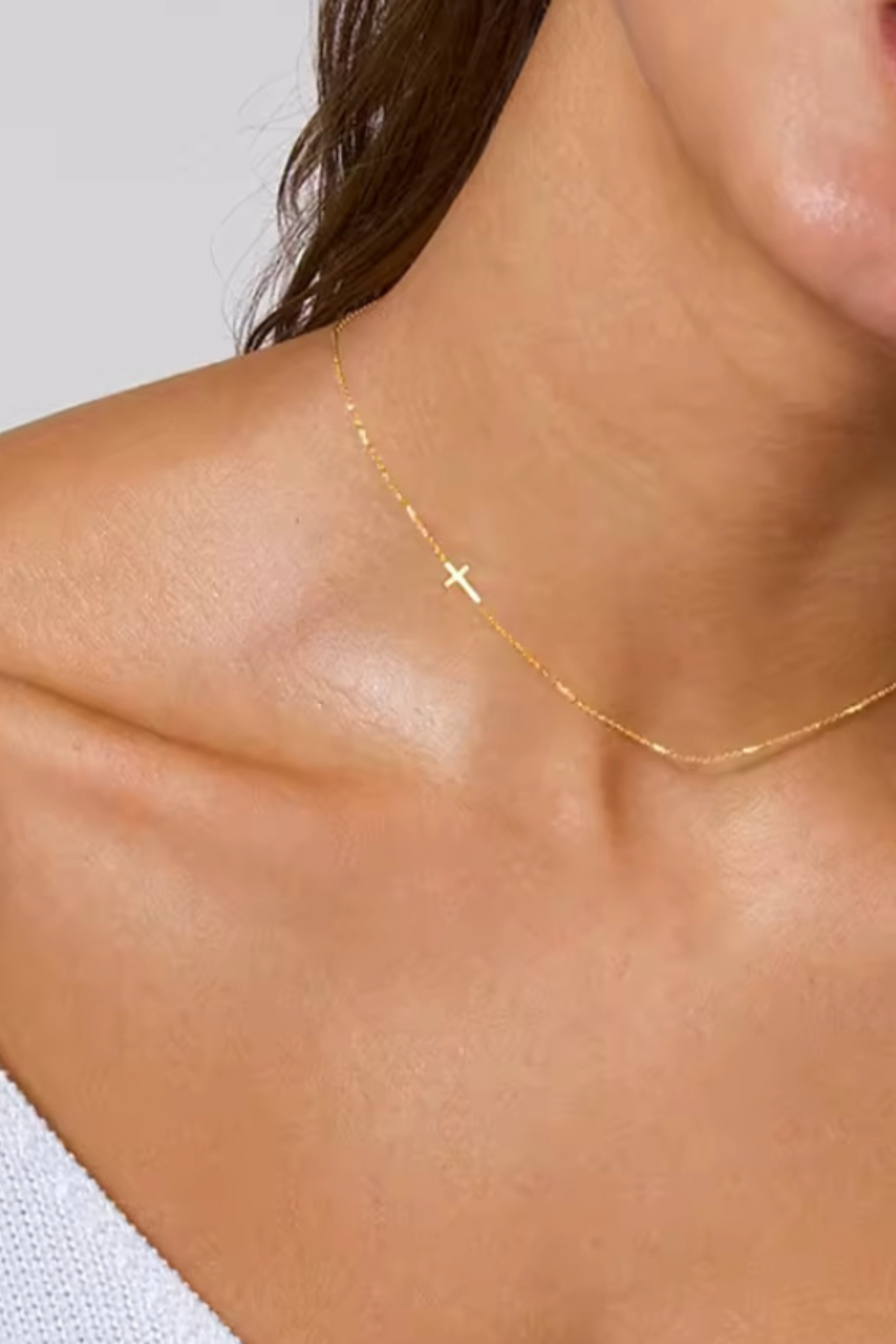 Mini Sideways Cross Necklace