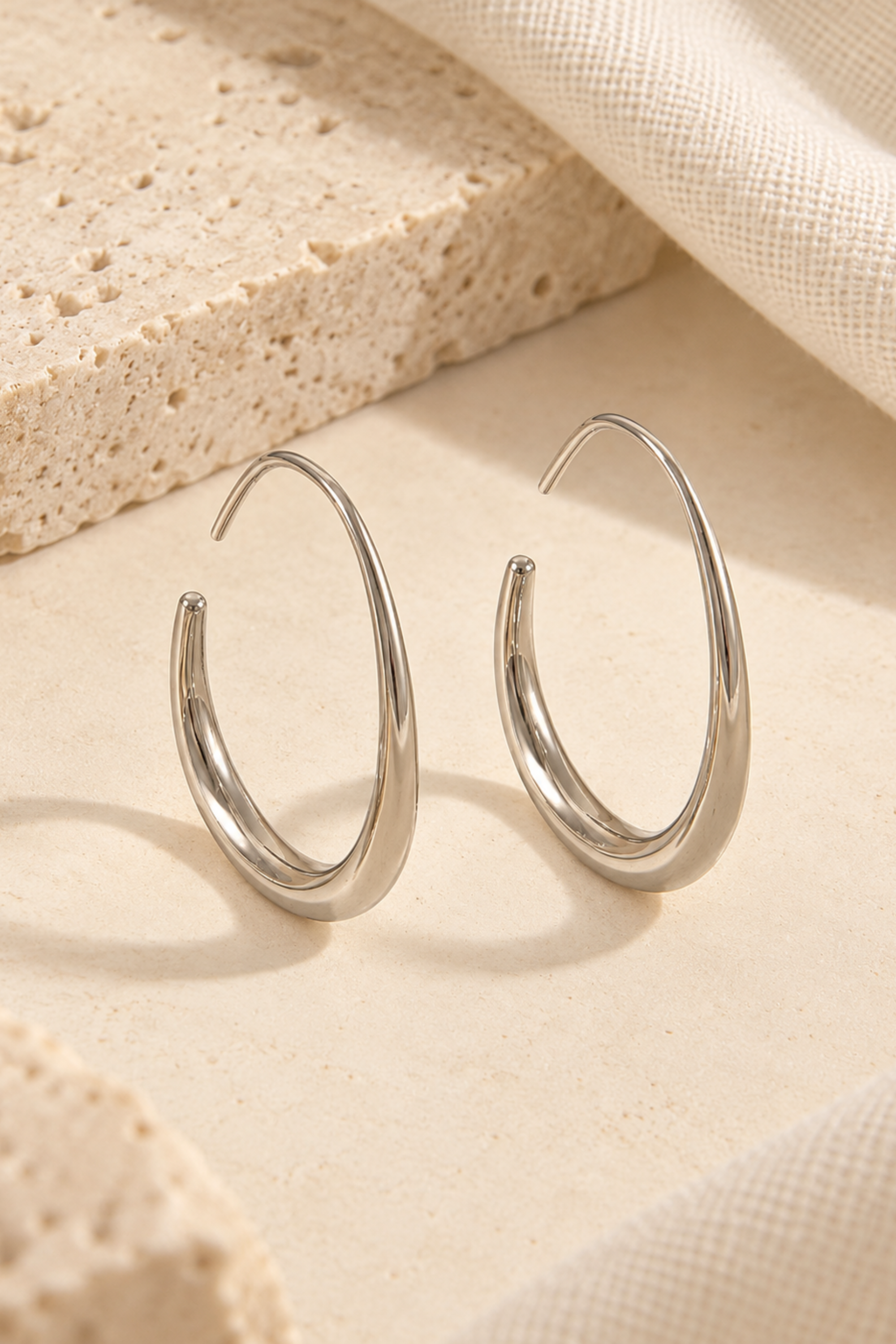 Oval Hoop Earrings - Gold and Silver