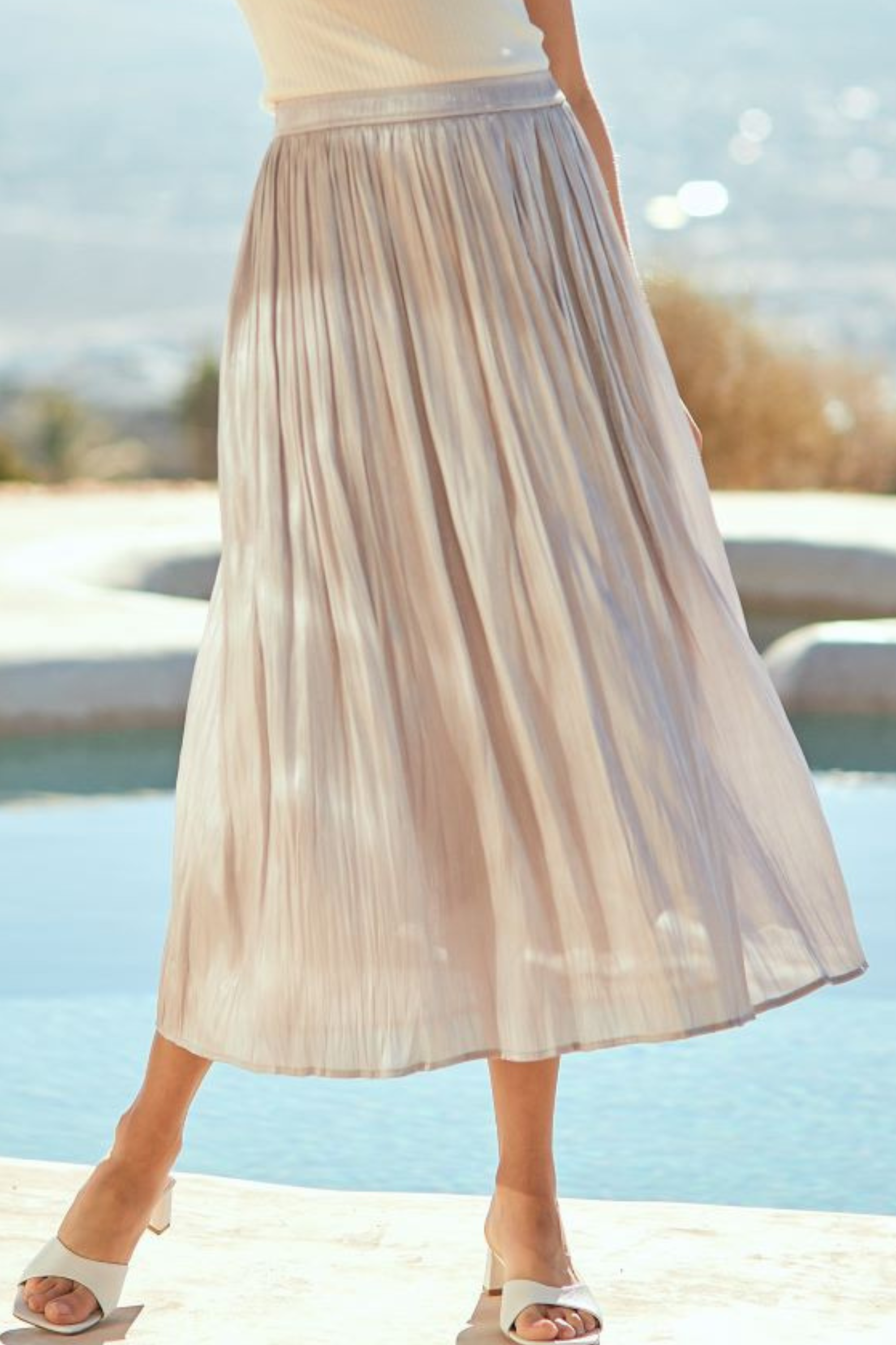 High waisted midi skirt brown hotsell