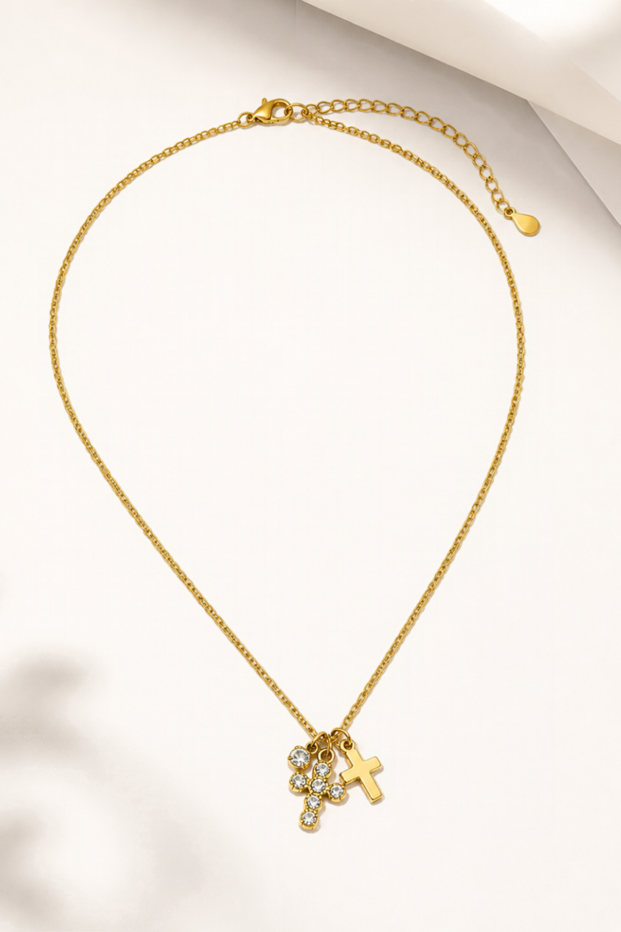 Layered Cross Necklace - Gold and Silver
