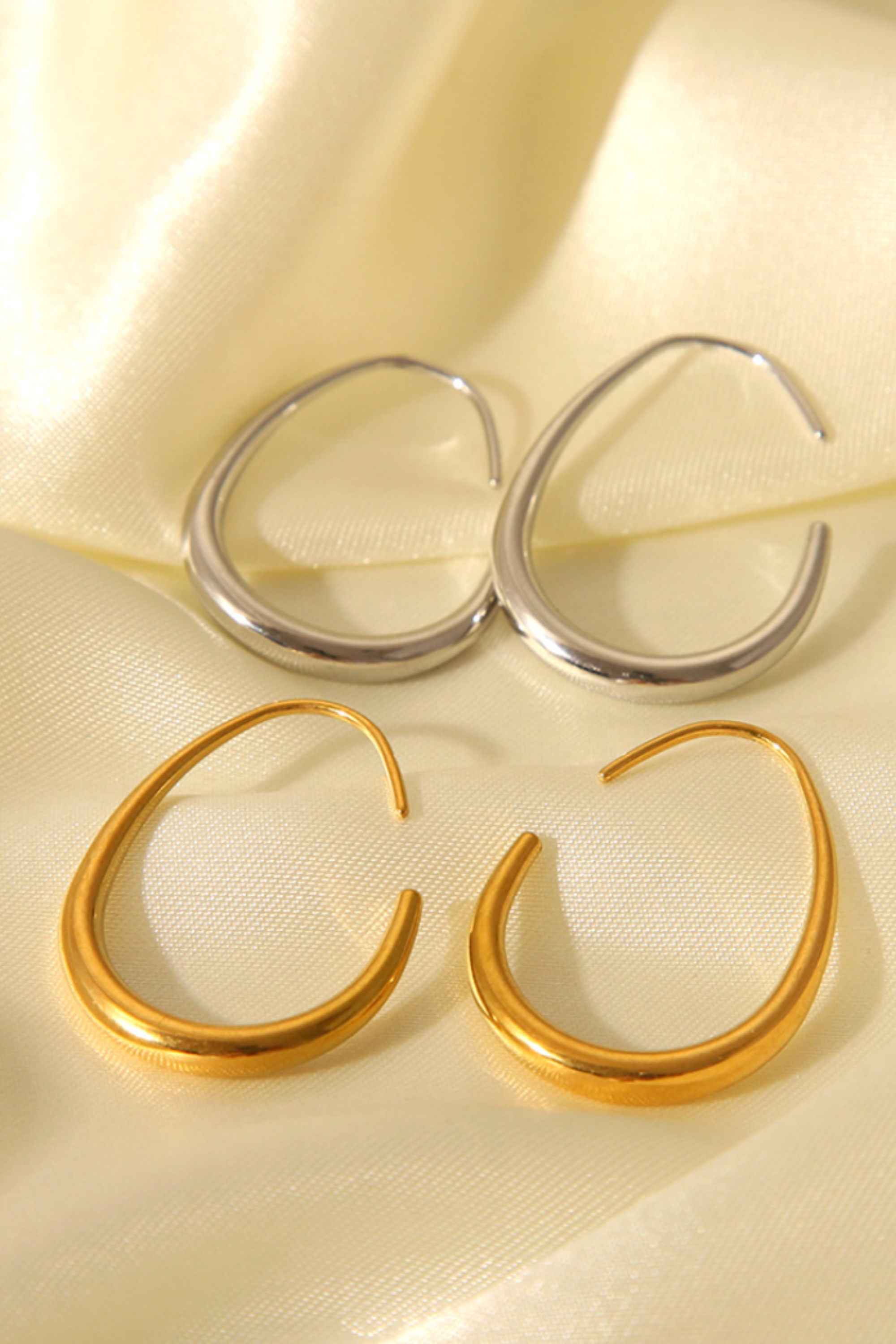 Oval Hoop Earrings - Gold and Silver