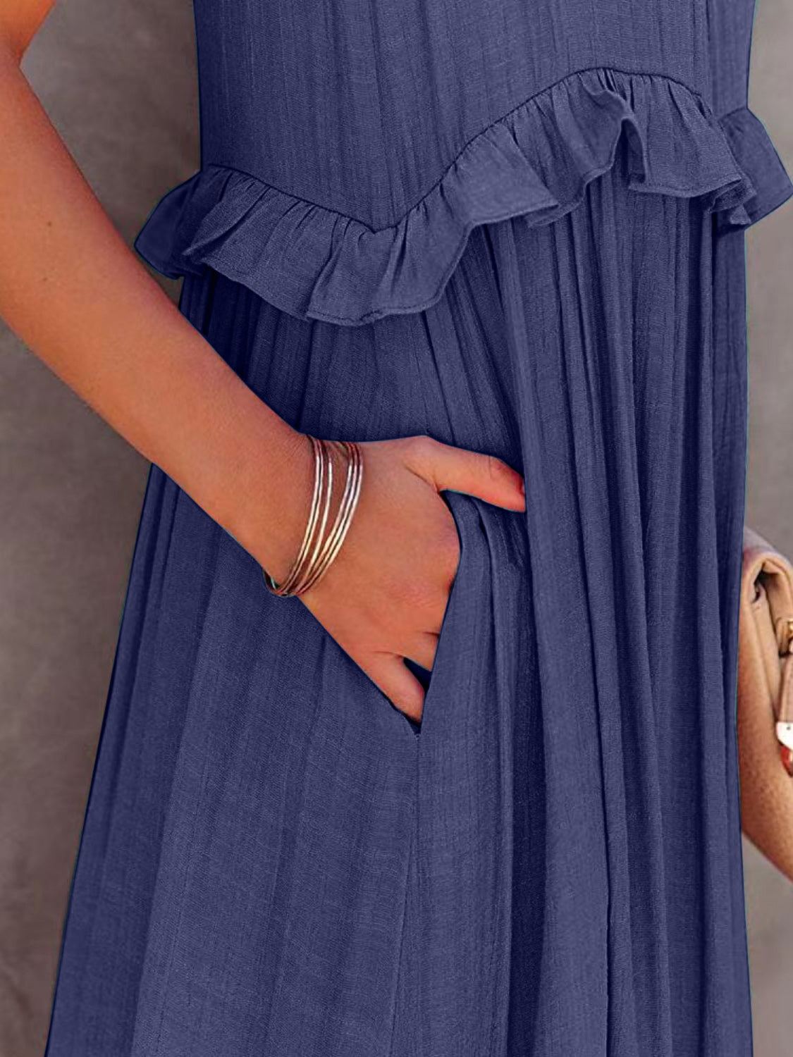 Ruffled Maxi Dress with Pockets