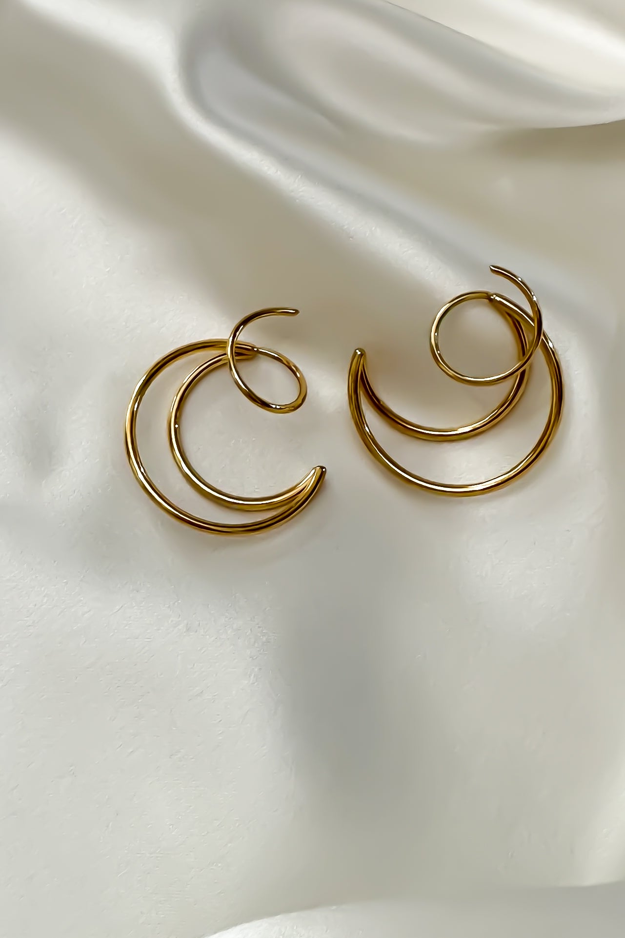 Gold Crescent - Double Twist Earrings