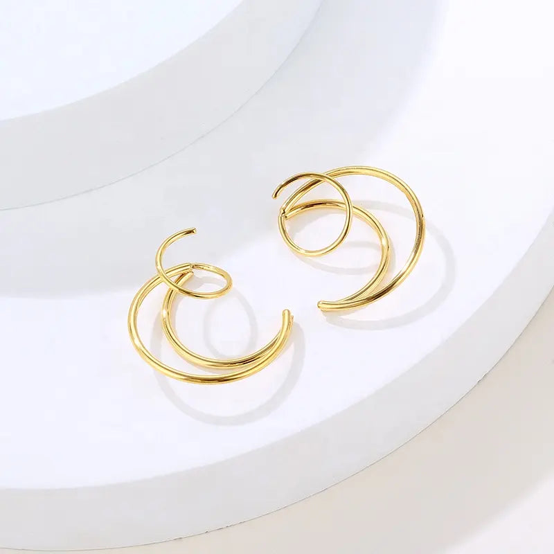 Gold Crescent - Double Twist Earrings