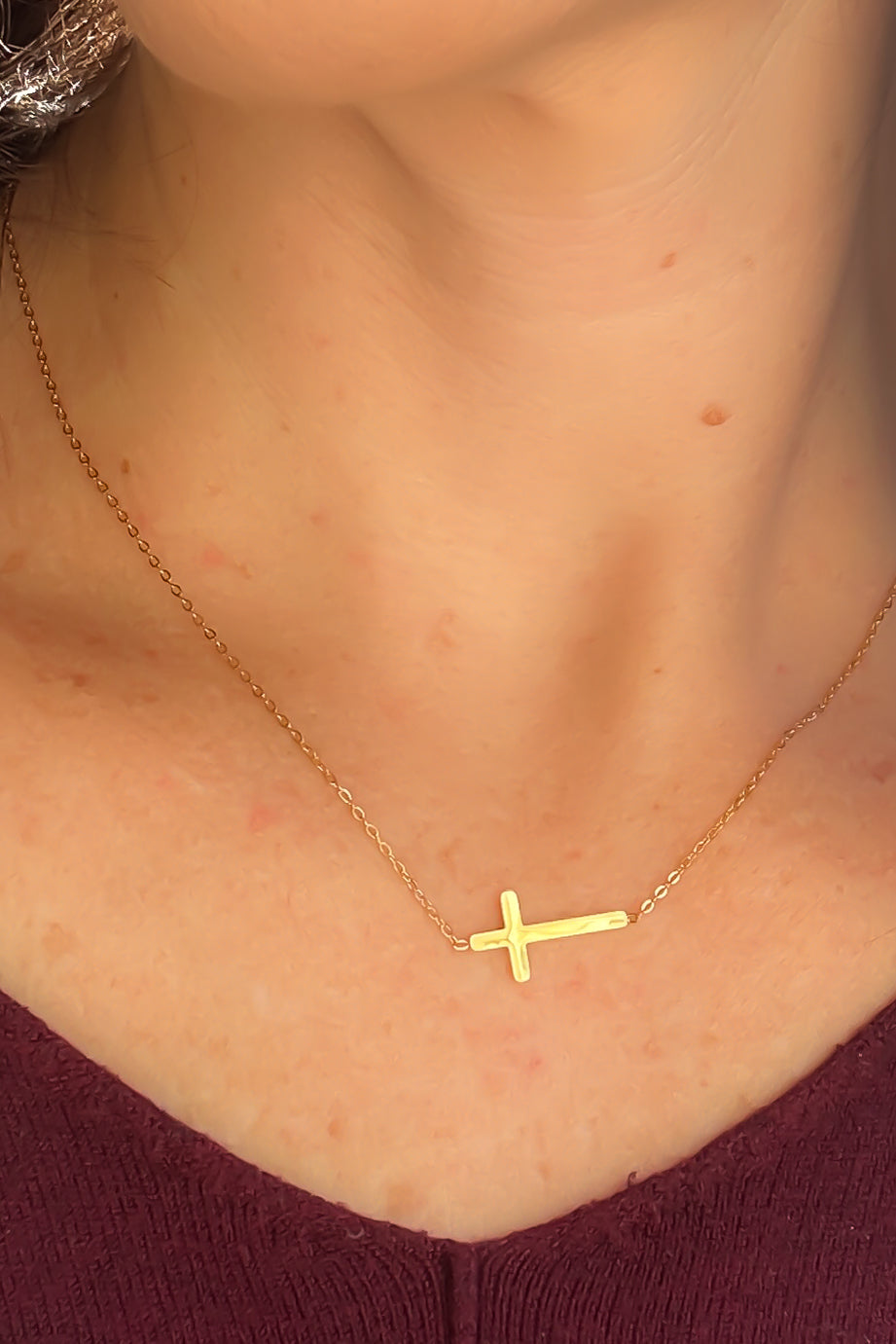 Sideways Cross Necklace
