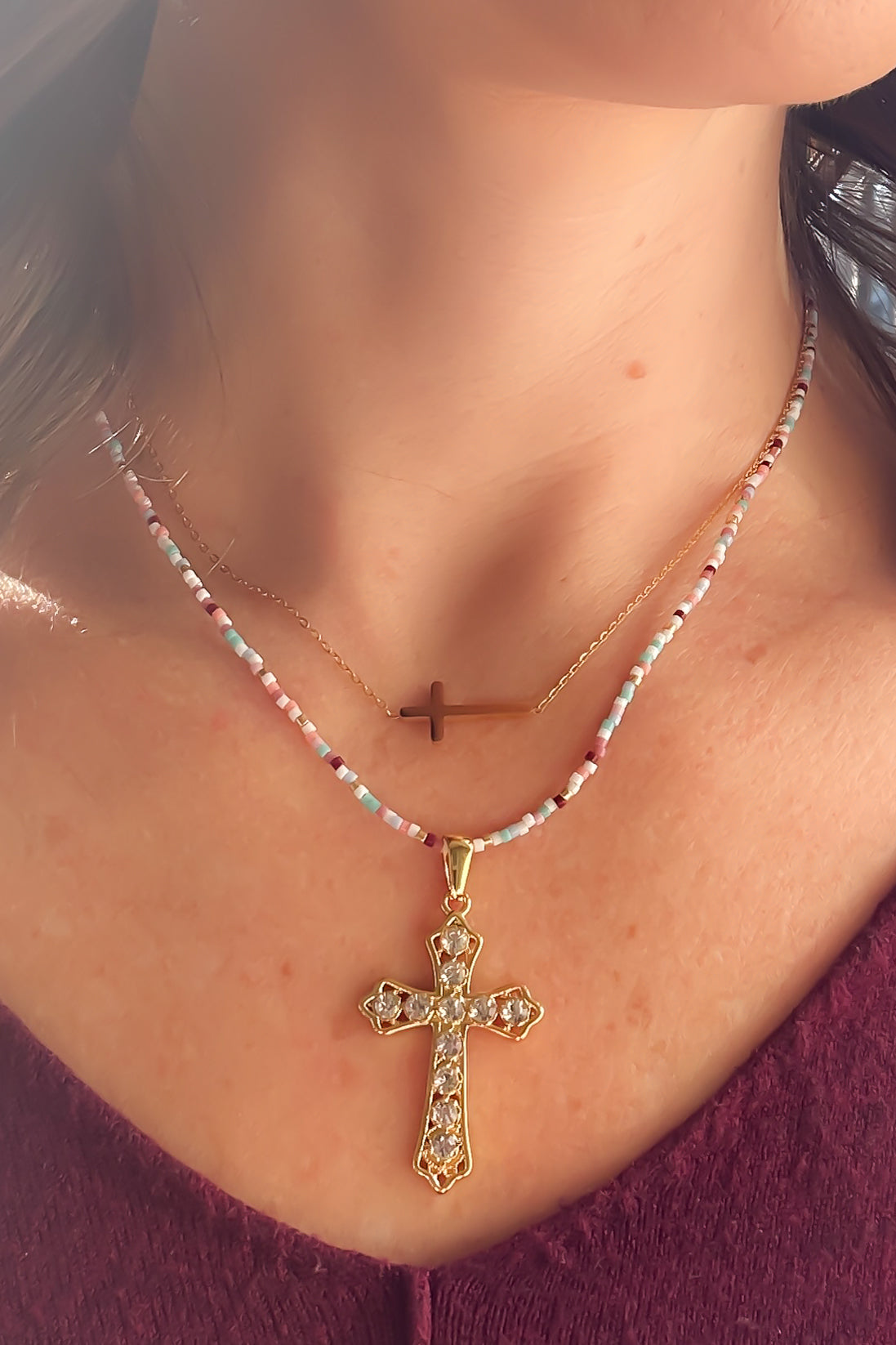 Sideways Cross Necklace