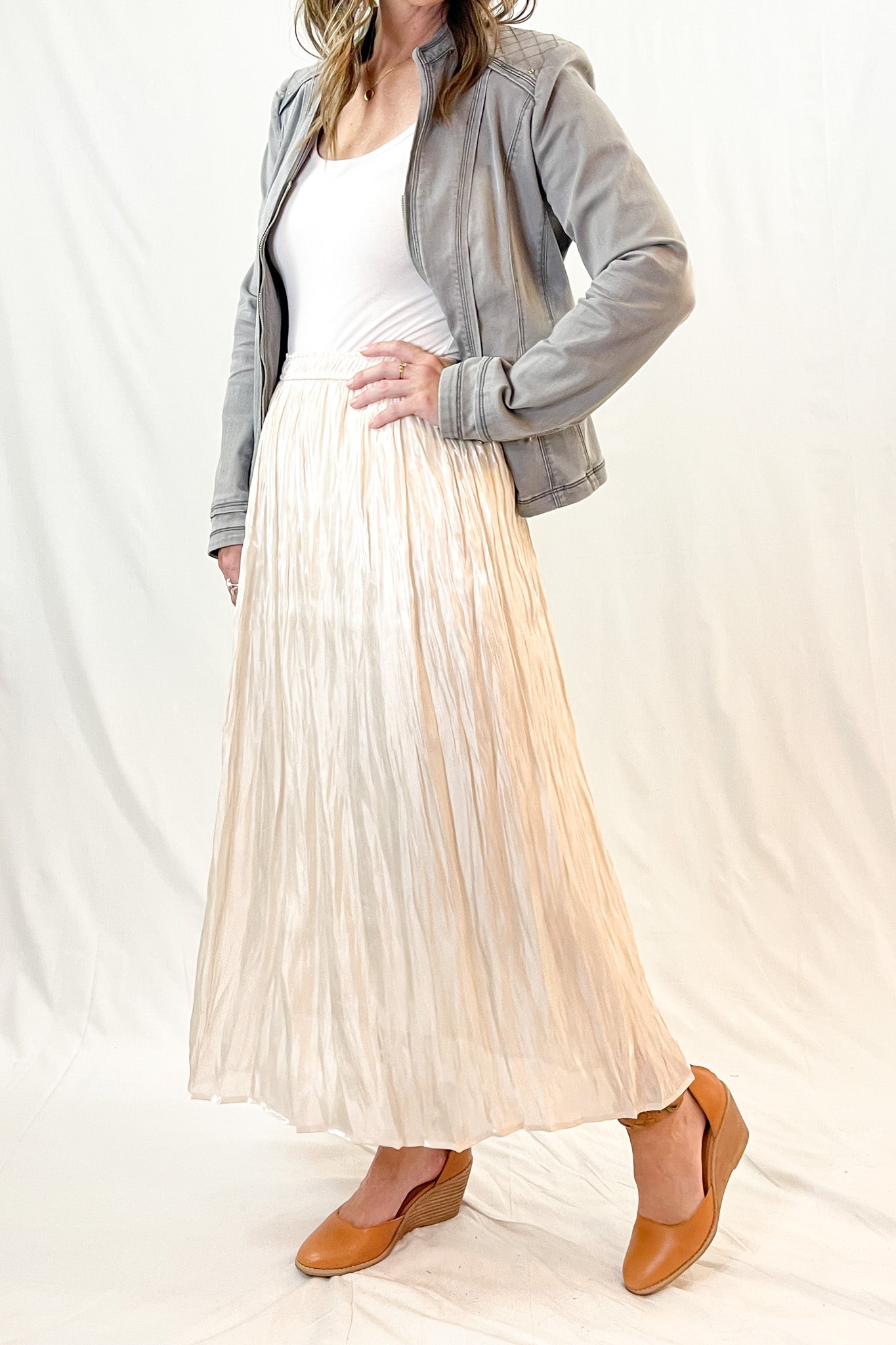 Satin High Waist Midi Skirt | 2 Colors