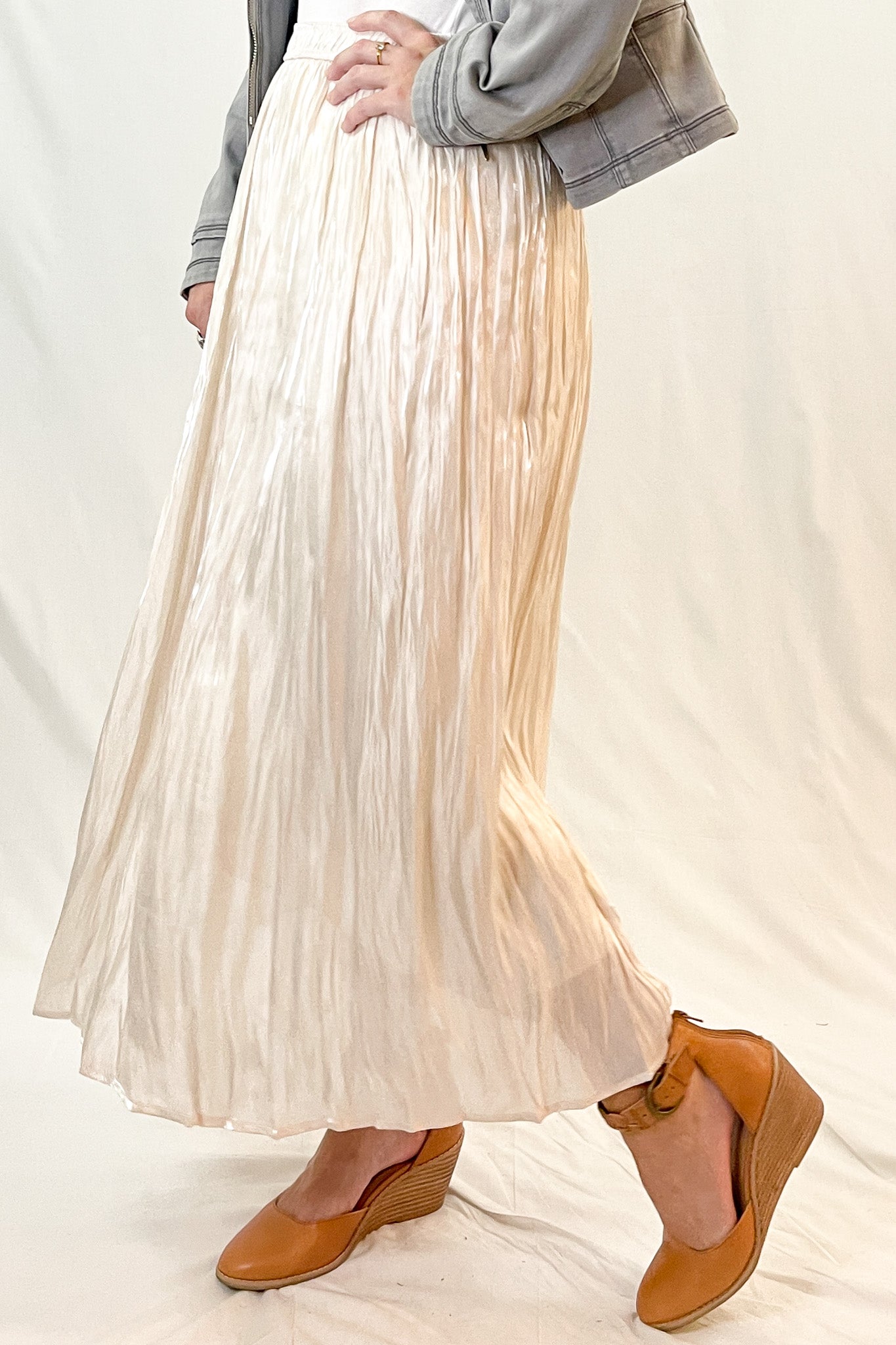 Satin High Waist Midi Skirt | 4 Colors - All Sales Final