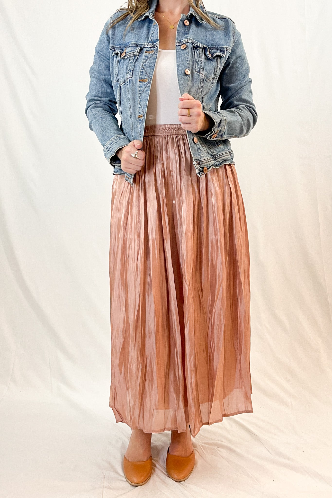 Satin High Waist Midi Skirt | 4 Colors - All Sales Final