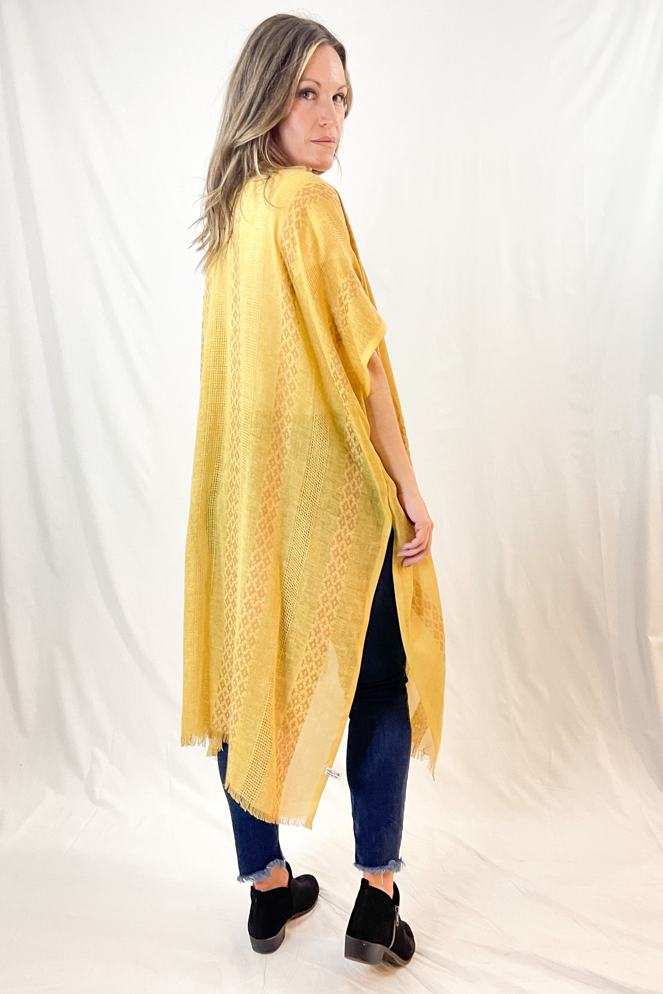 Kate Woven Kimono - Mustard - All Sales Final