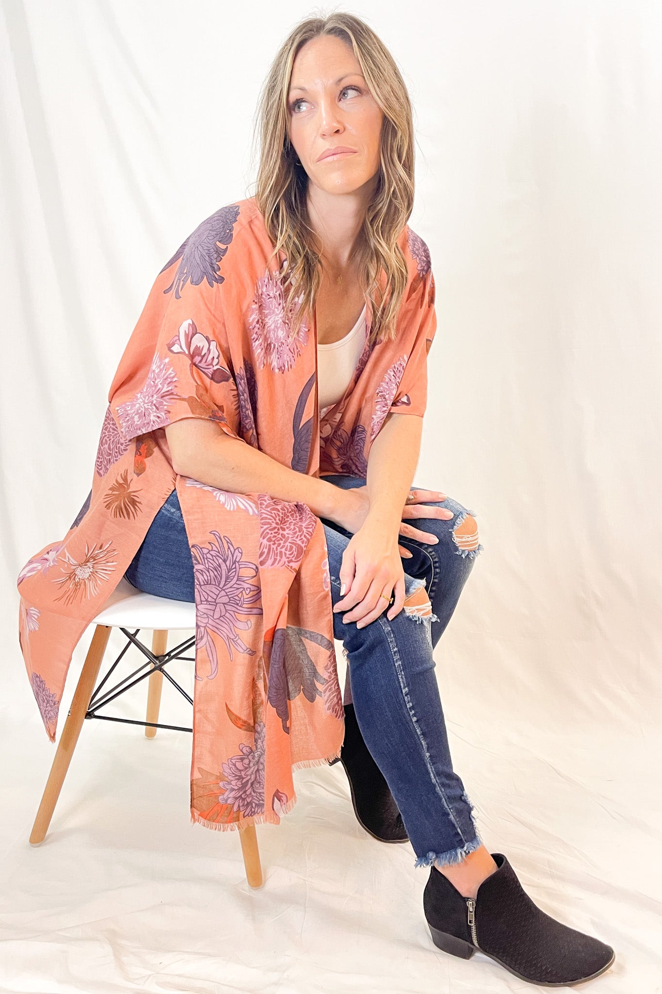 All Over Floral Kimono - Roseclay - All Sales Final