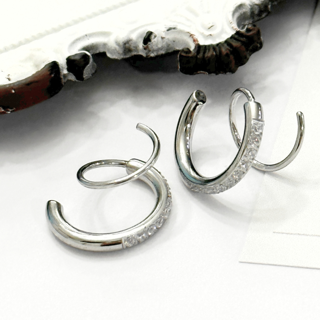 Silver Sparkle - Double Twist Earrings