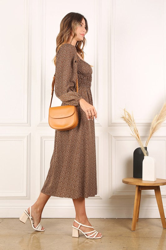 Square Neck Vintage Puff Sleeve Dress