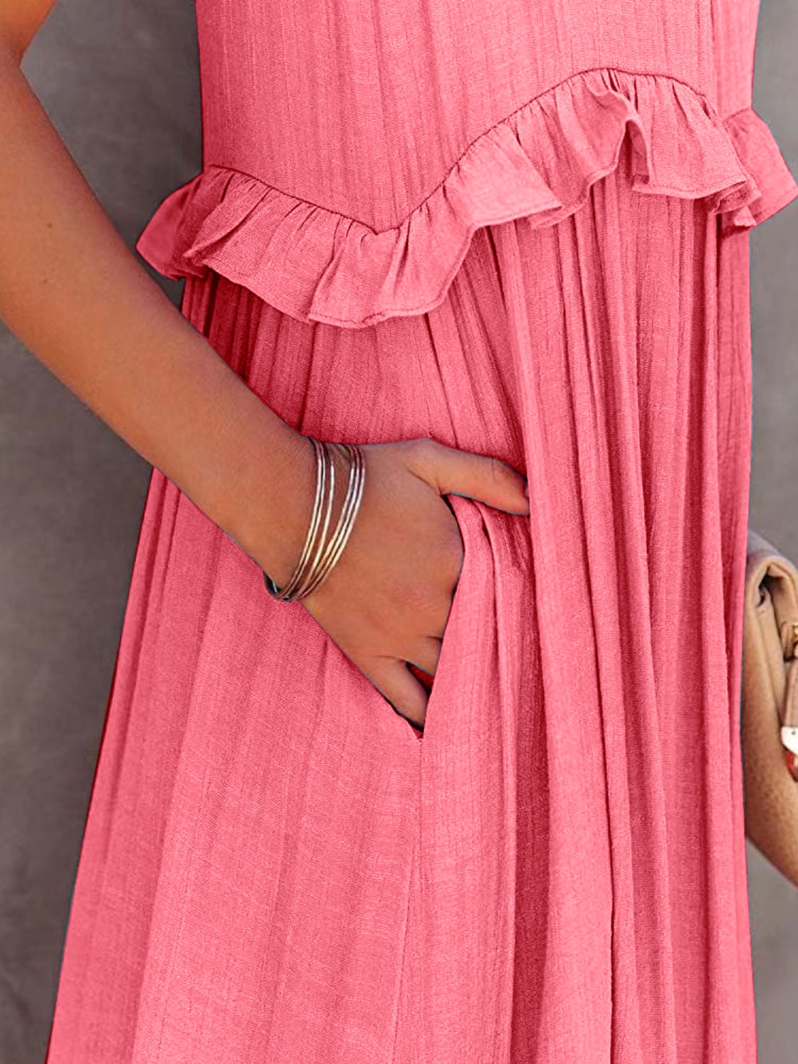 Ruffled Maxi Dress with Pockets