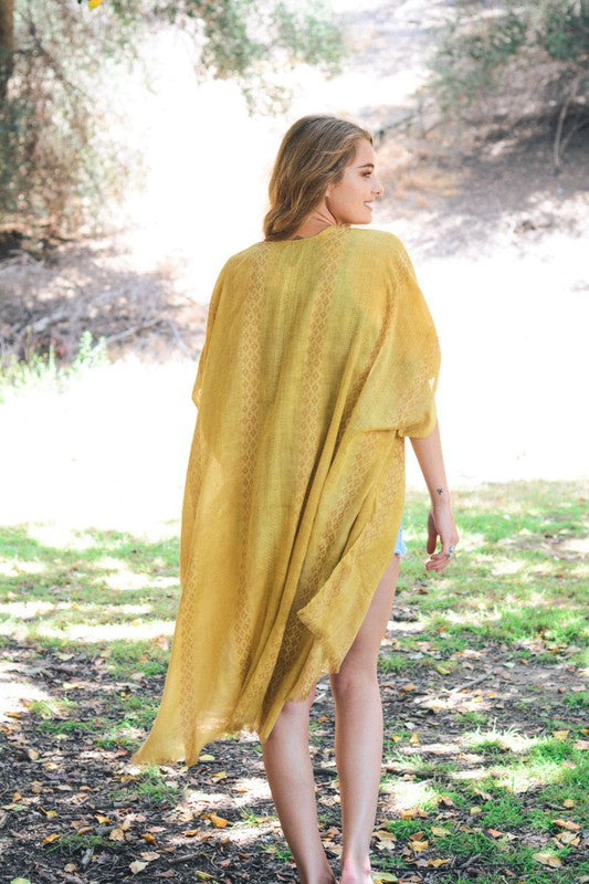 Kate Woven Kimono - Mustard - All Sales Final