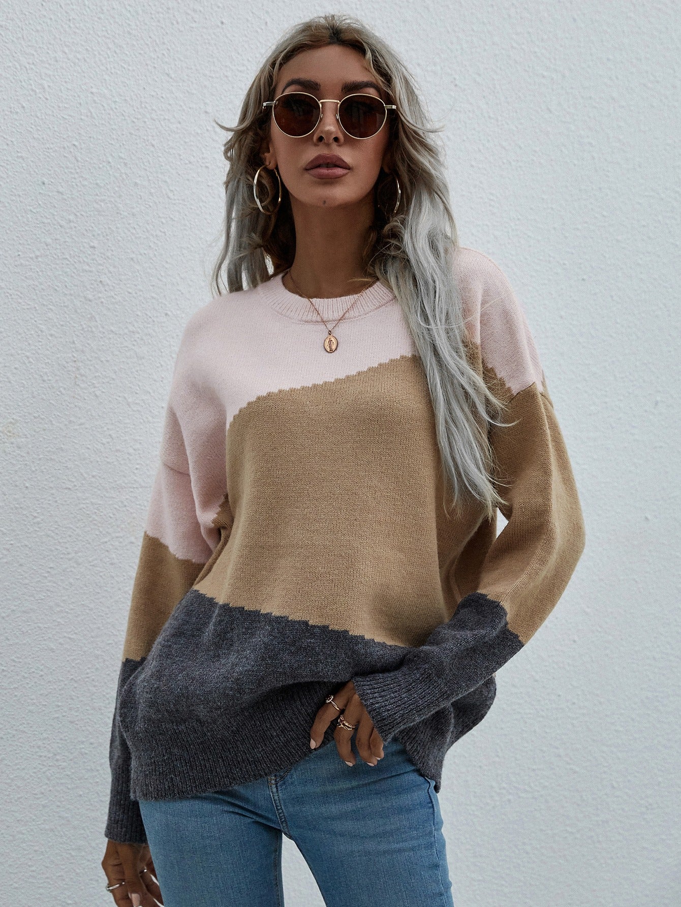 Color Block Dropped Shoulder Pullover Sweater | 3 colors -  All Sales Final