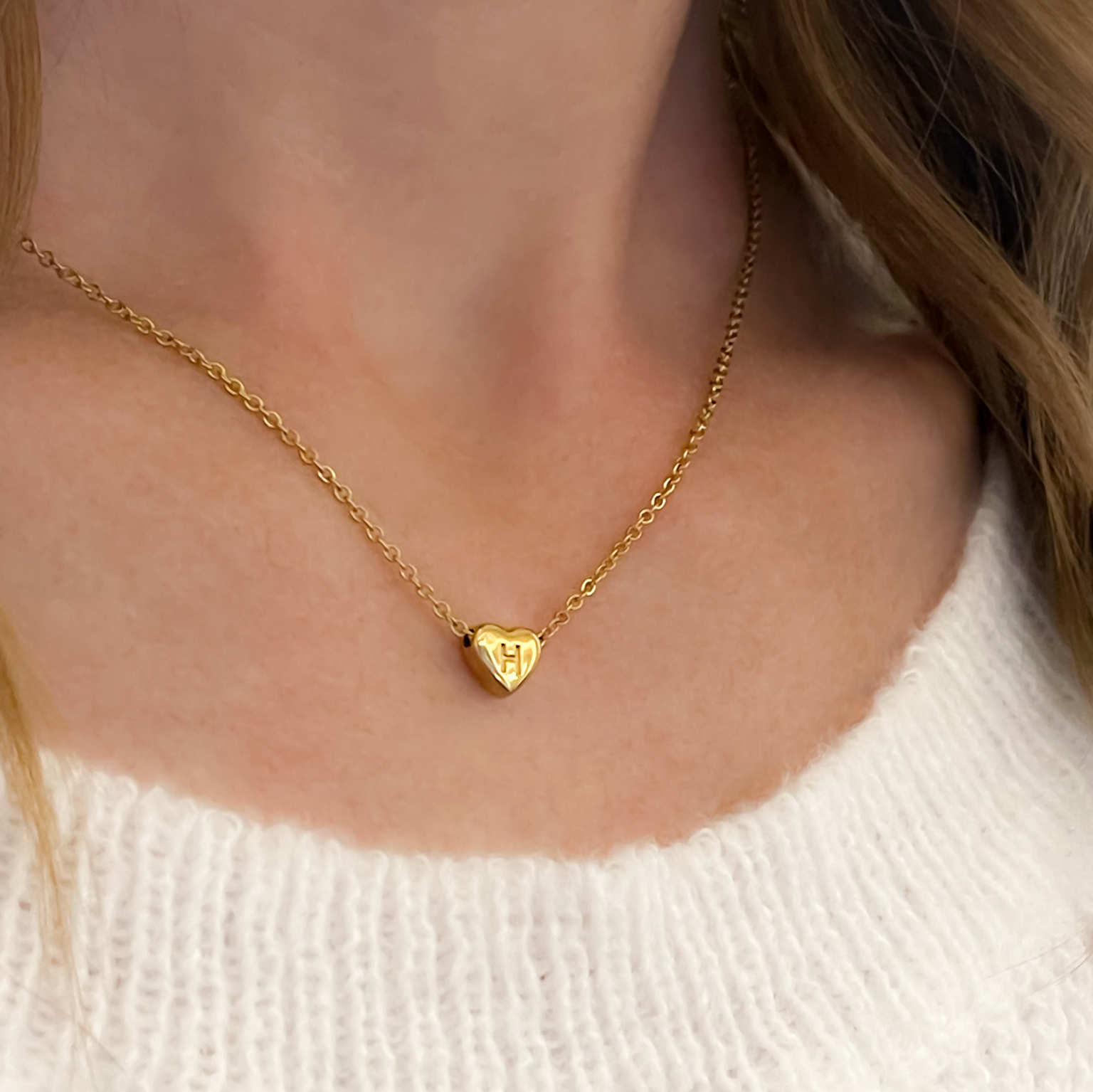Mini Heart Initial Necklace