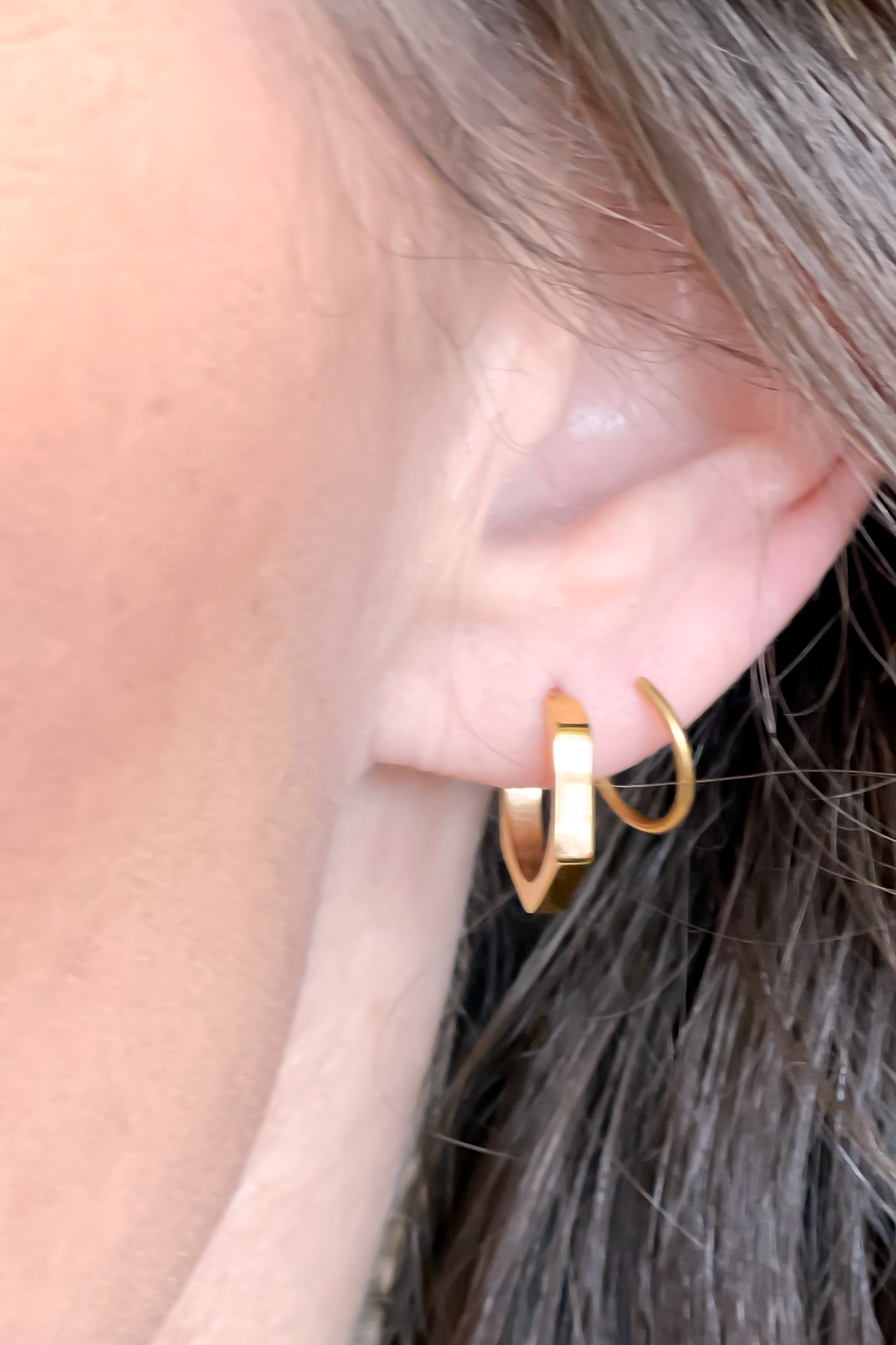 Gold Hexagon - Double Twist Earrings