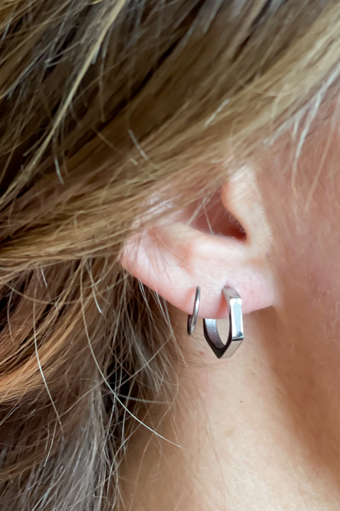 Silver Hexagon - Double Twist Earrings | Salted Avenue