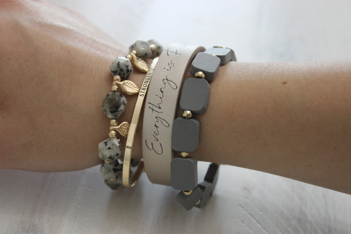 Beaded Leaf Charm Bracelet Set All Sales Final Salted Avenue