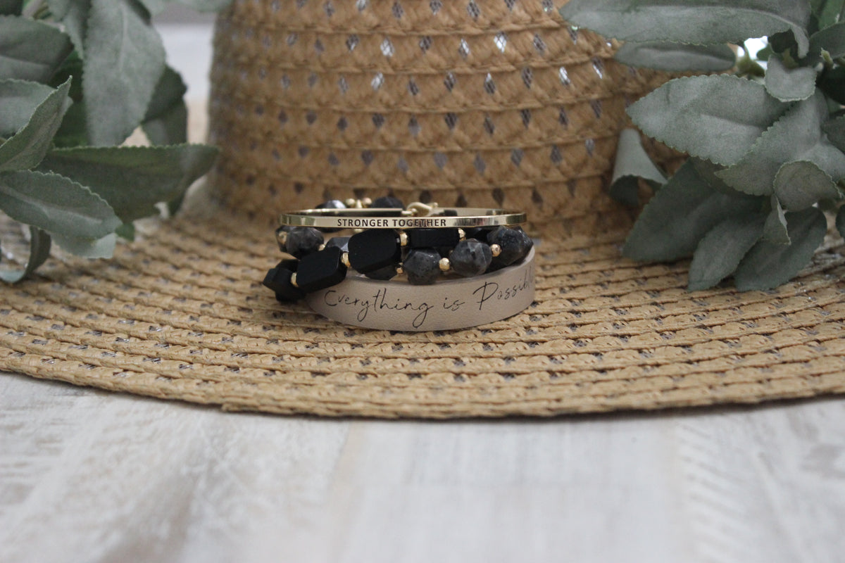 Beaded Leaf Charm Bracelet Set All Sales Final Salted Avenue