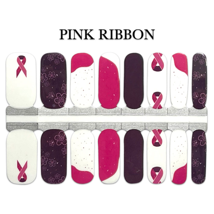 Pink Ribbon Nail Ribbon Pink Ribbon Nail Wraps | Hot Pink Ribbon and Floral Design | Salted ...