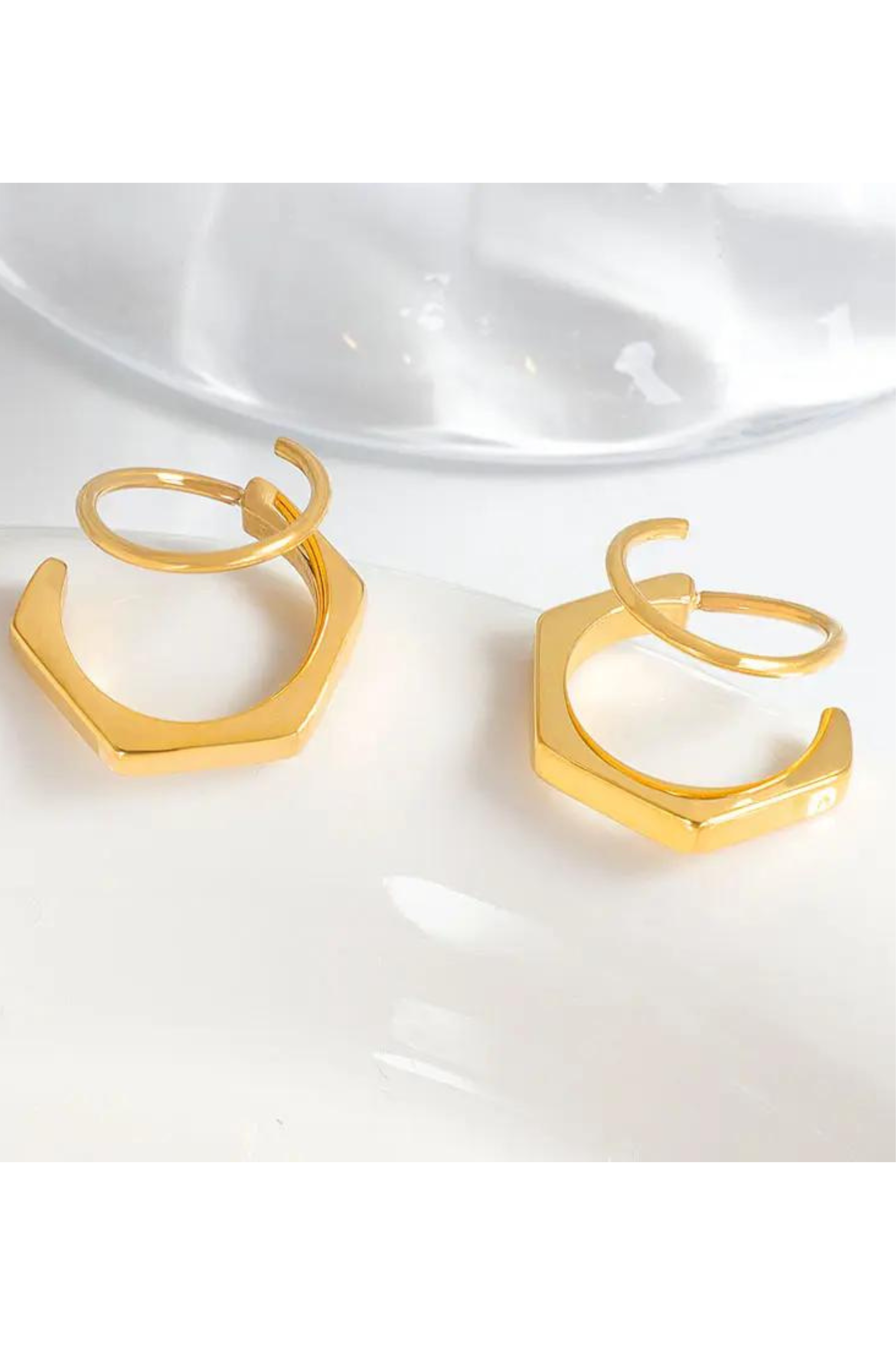 Gold Hexagon - Double Twist Earrings