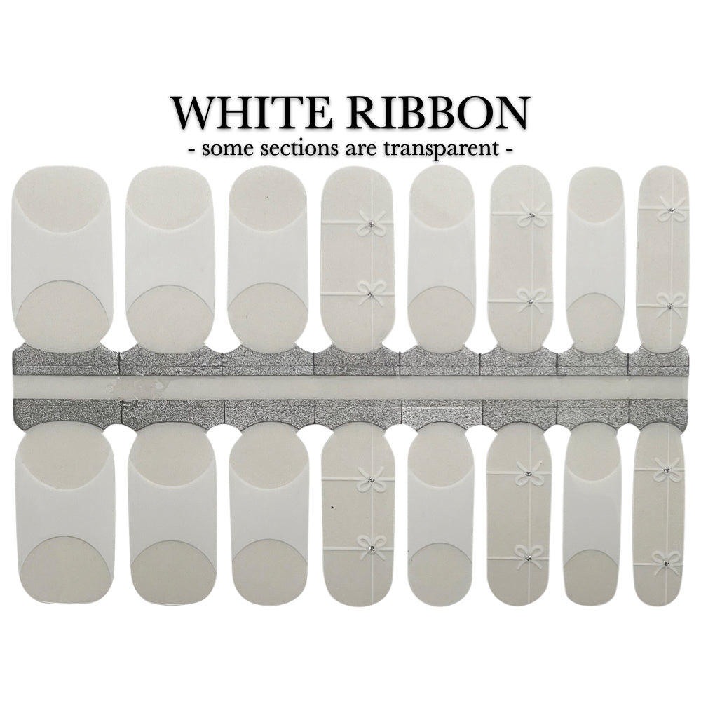 Nail Wrap - White Ribbon